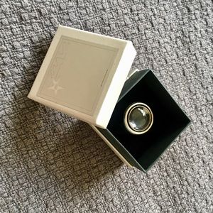 Designer sterling silver and crystal ring.